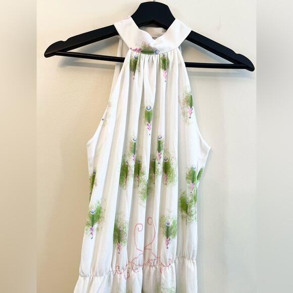 Vintage maxi dress sleeveless printed 60s 70s boho abstract one of a kind unique - Picture 2 of 11